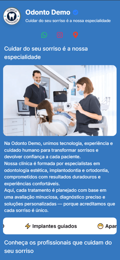 Exemplo 2 de página profissional criada com Tônabio