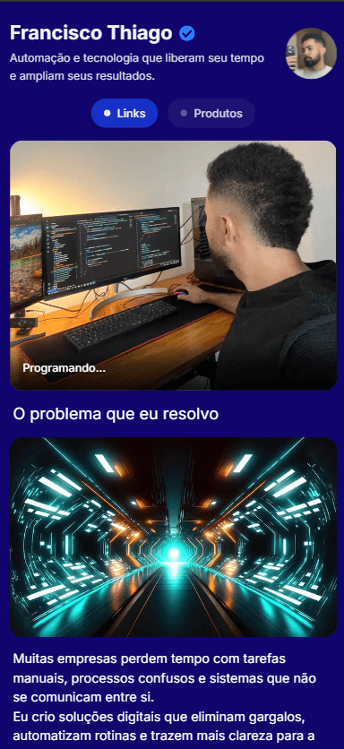 Exemplo 3 de página profissional criada com Tônabio